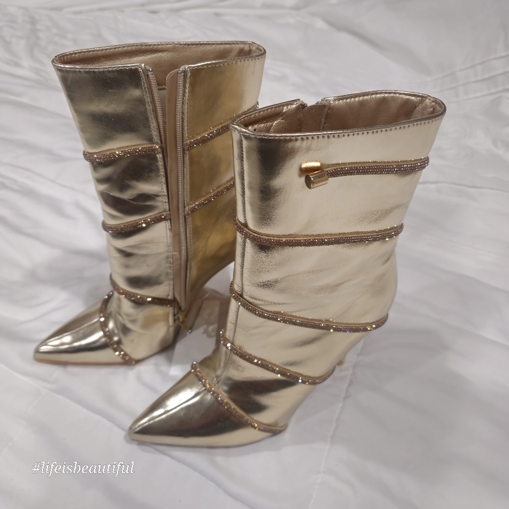 Berness Gold Ankle Boots